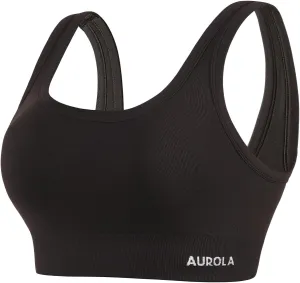AUROLA Power Sports Bras for Women - Push Up Workout Bra Square Neck Yoga Bra Padded Low Impact Gym Bra Crop Top