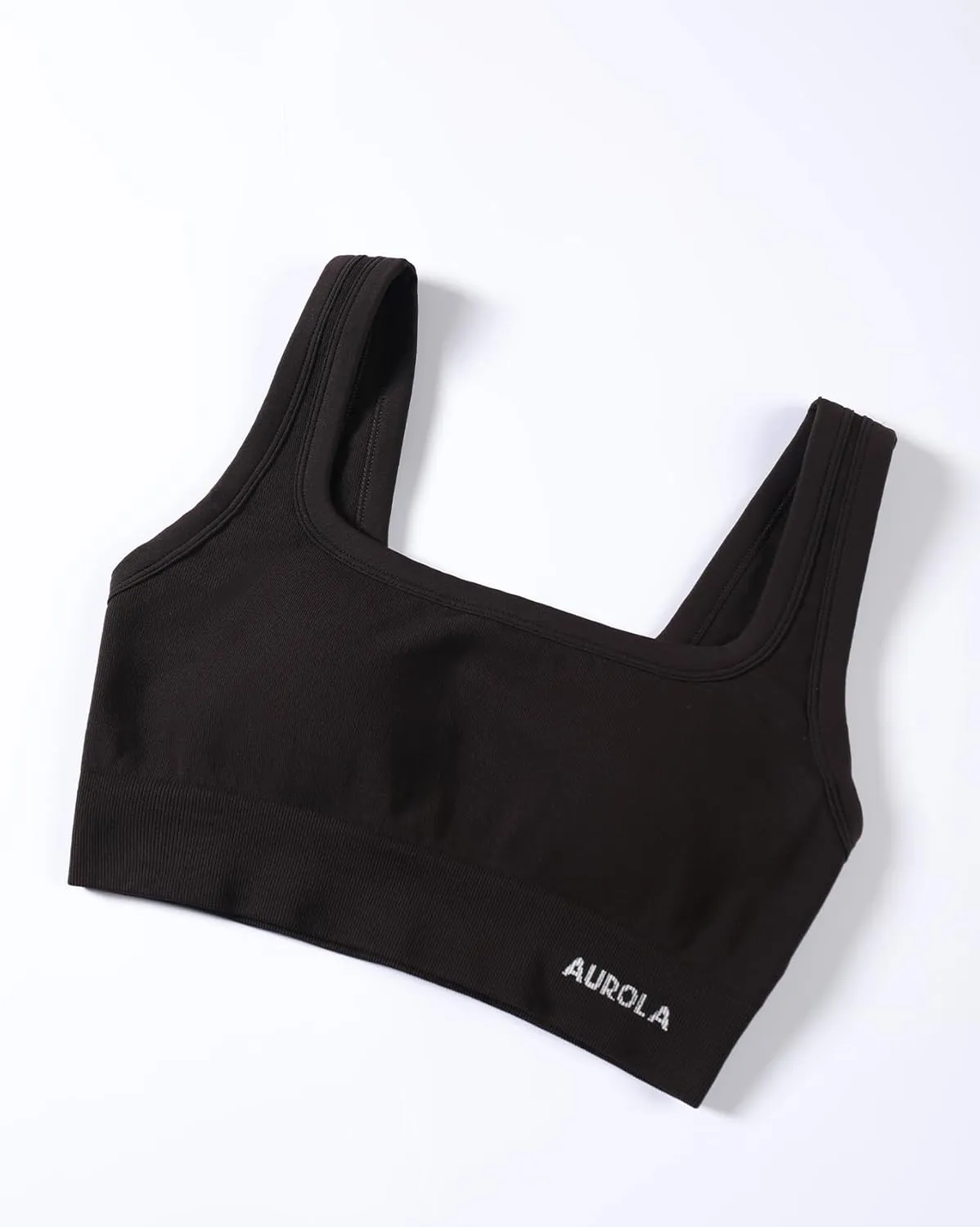 AUROLA Power Sports Bras for Women - Push Up Workout Bra Square Neck Yoga Bra Padded Low Impact Gym Bra Crop Top