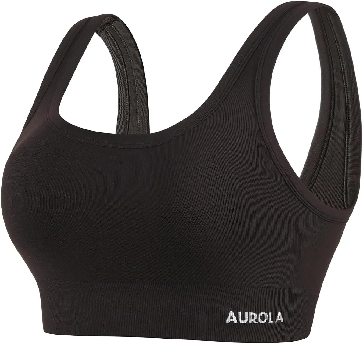 AUROLA Power Sports Bras for Women - Push Up Workout Bra Square Neck Yoga Bra Padded Low Impact Gym Bra Crop Top