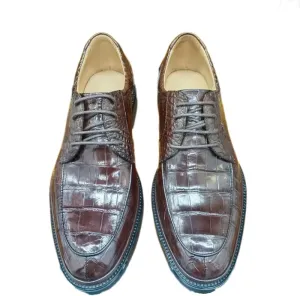 Authentic Crocodile Skin Classic Designer Businessmen Brown Dress Shoes Genuine Real Alligator Leather Male Lace-up Oxfords