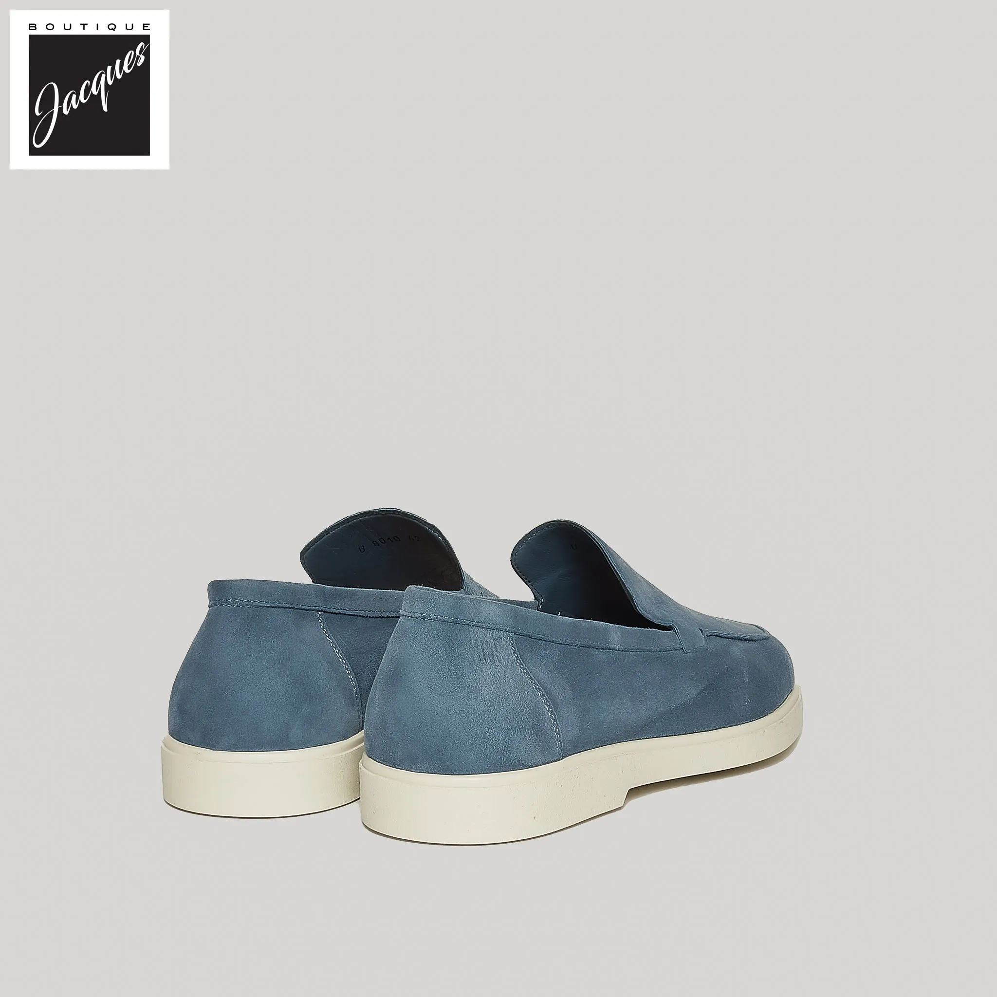 Avio Blue Deer-Skin Suede Unlined Loafers - Fabiano Ricci