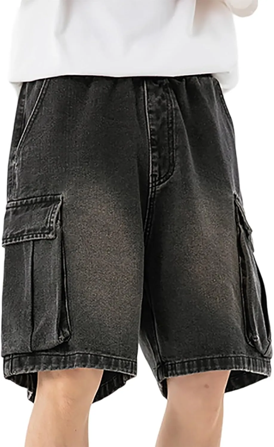 Baggy Jean Shorts for Men Casual Summer Loose Fit Hip Hop Wide Leg Denim Shorts 2025 Trendy Streetwear