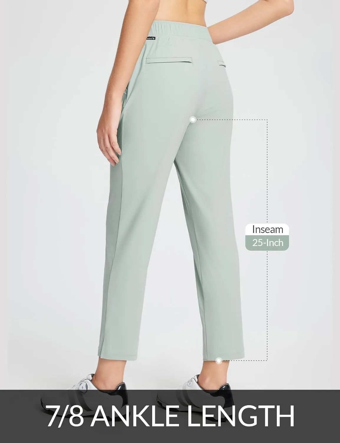 baleaf Women's Golf Pants Petite Stretch Lightweight 7/8 Travel Pants Zip Pockets Casual Work Ankle