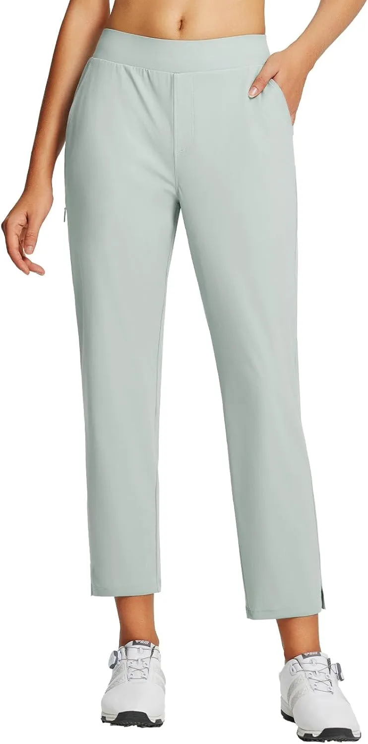 baleaf Women's Golf Pants Petite Stretch Lightweight 7/8 Travel Pants Zip Pockets Casual Work Ankle