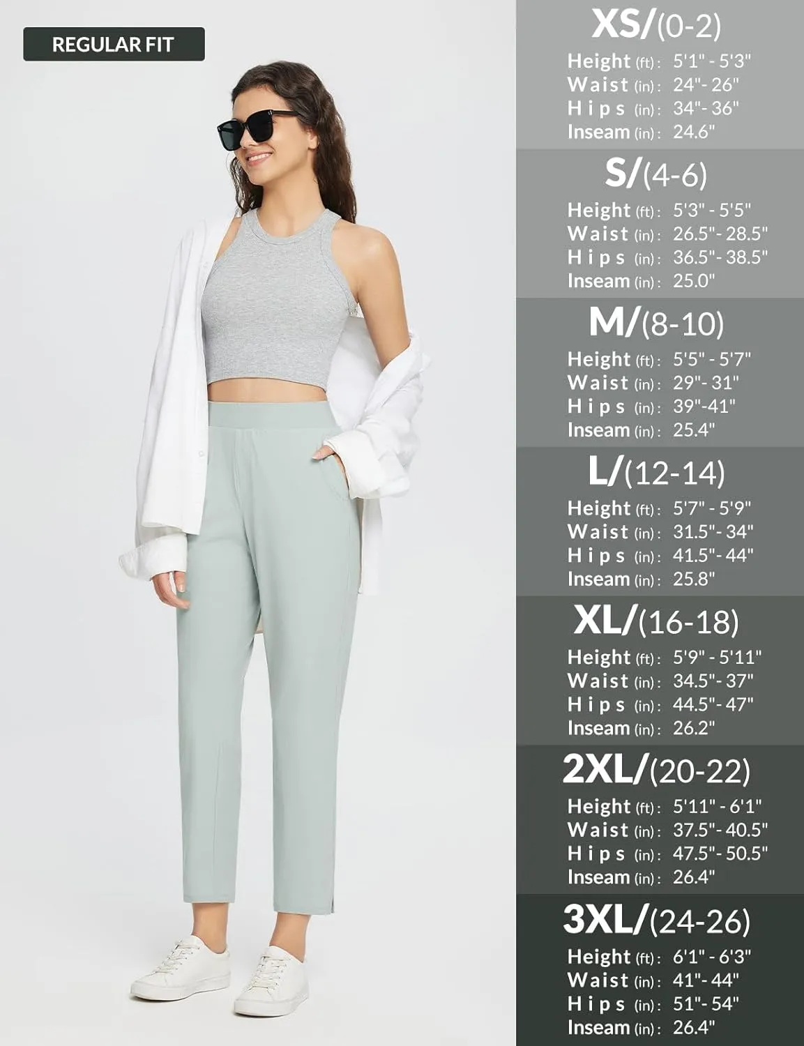 baleaf Women's Golf Pants Petite Stretch Lightweight 7/8 Travel Pants Zip Pockets Casual Work Ankle