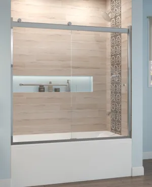 Basco Shower Door RTLA05B6057CLSV Rotolo Sliding Tub Door 56-60 in. W x 57 in. H, Chrome, 1/4 in. Clear Tempered Glass