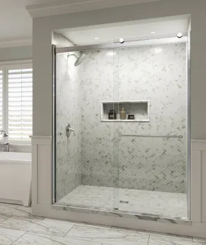 Basco Sliding Shower Door, Rotolo RTLA05B4870CLSV, Chrome, 44-48 in. wide x 70 in. high, 1/4 in. Clear Tempered Glass