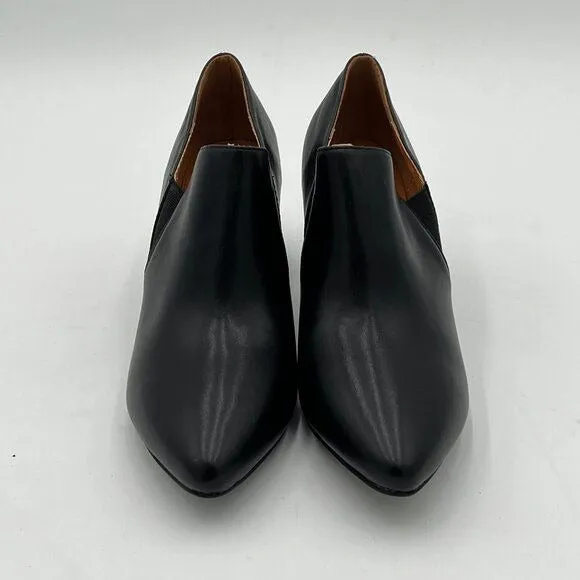 Black Women’s V-Cut Loafers Chunky Heels Loafer Pointed Toe Pump Causal Slip On
