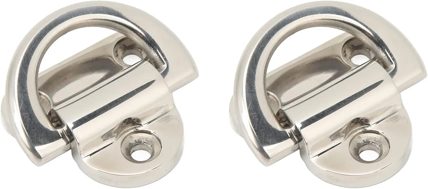 Boat D Tie Down Ring, Folding Pad Eye D Ring, Tie Down Ring Pad Eye D Ring, 2.36 x 2.28 Inch, 316 Stainless Steel, for Heavy Duty Yacht Marine Boats Trucks Trailers