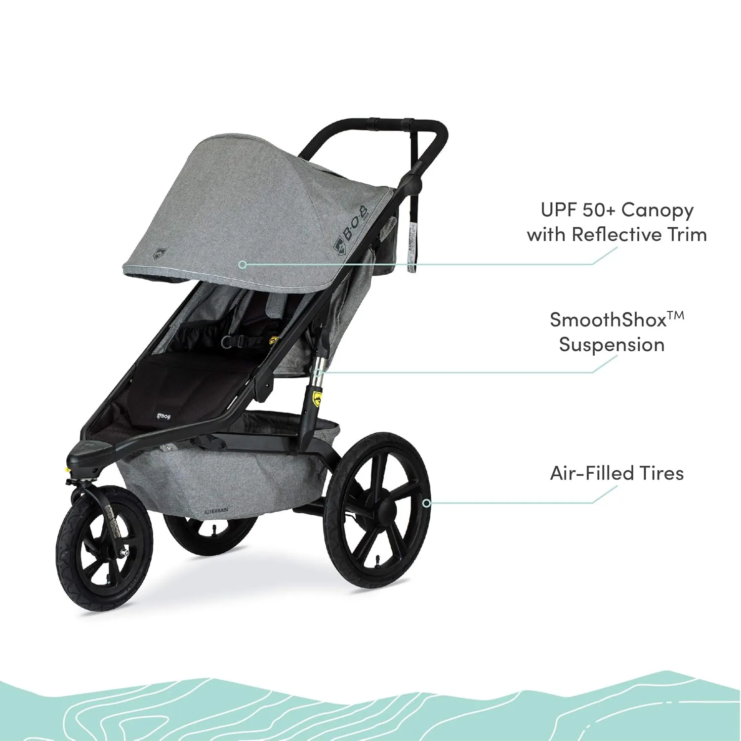 BOB Gear Alterrain Jogging Stroller, Melange Gray