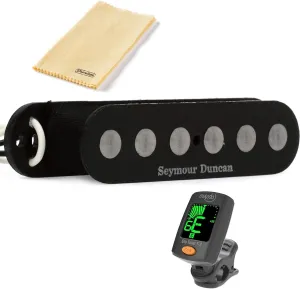 Briskdrop Seymour Duncan SSL-4 Quarter Pound Flat Pole Strat Pickup - Bundle with Tuner and Cleaning Cloth, SSL4-Bundle
