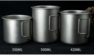 BTTSTRA Outdoor Pure Titanium Tea Cup Portable Coffee Cup Mug(350ML B)