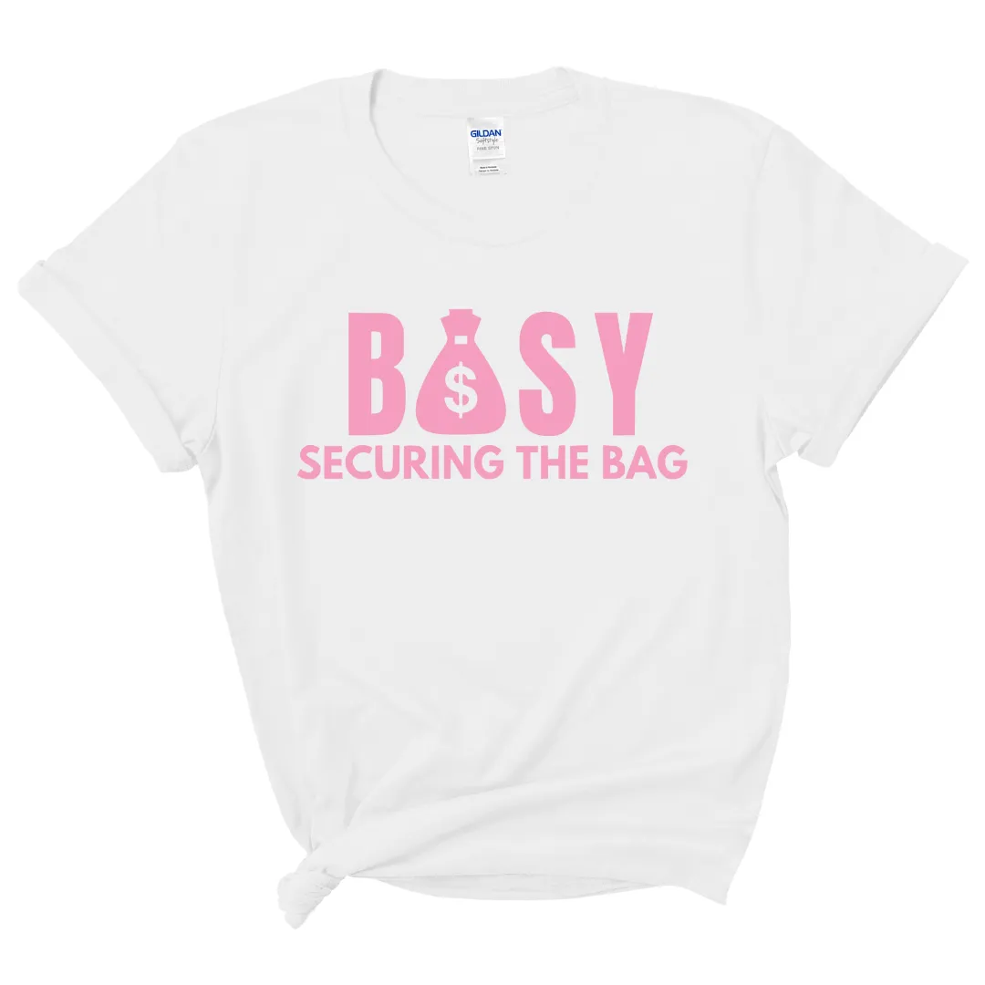 BUSY Securing The Bag T-Shirt (Pink Print)