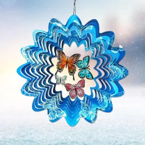 Butterfly Wind Spinner for Outdoor Decor - 12-in 3D Kinetic Metal Wind Spinners, Laser-Cut Garden Art Ornament for Patio/Yard/Indoor, for Women, Mother, Wife, Grandma & Holidays