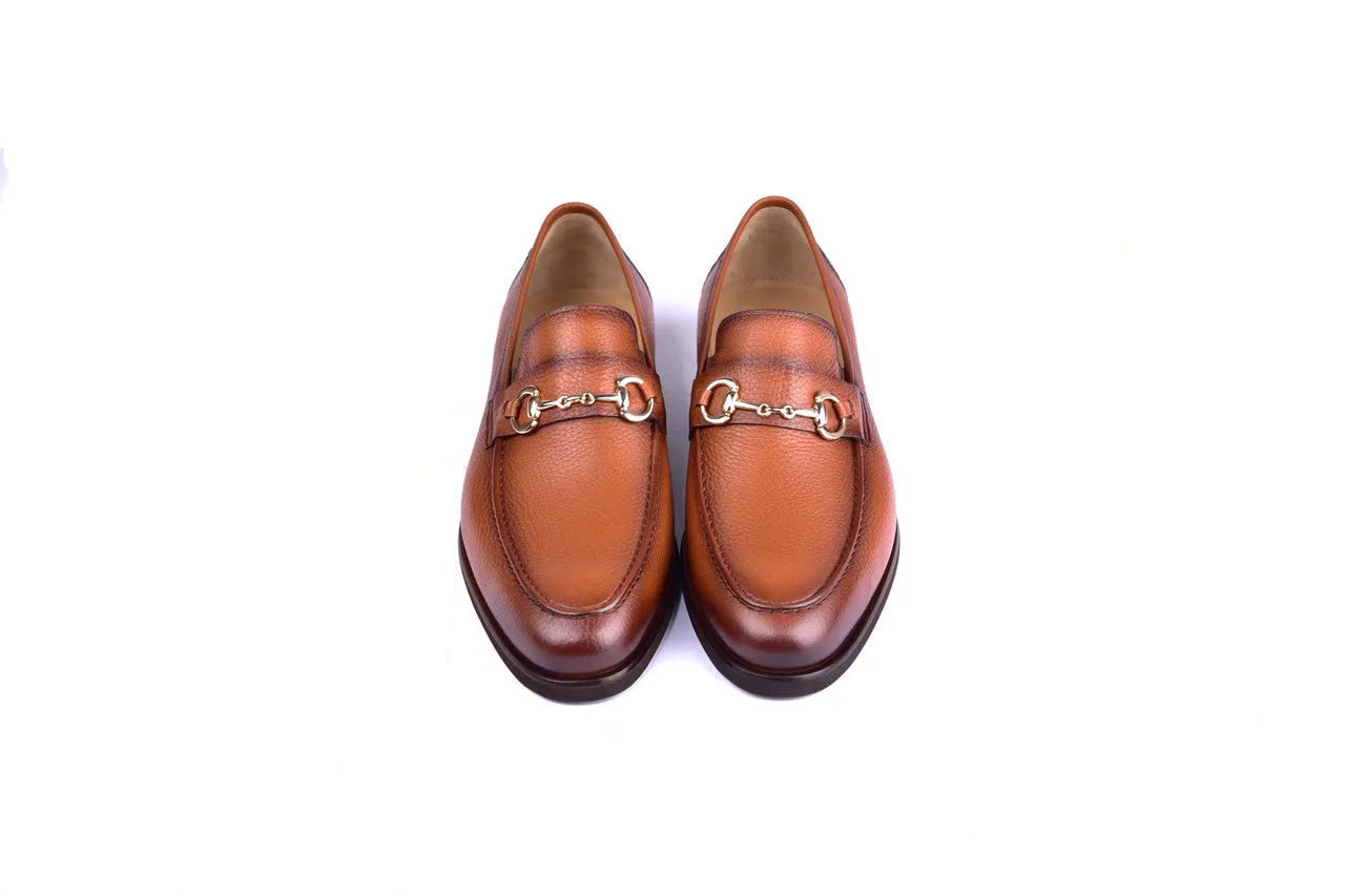 C001102-5844 Deer Skin Buckle Loafer- Tan