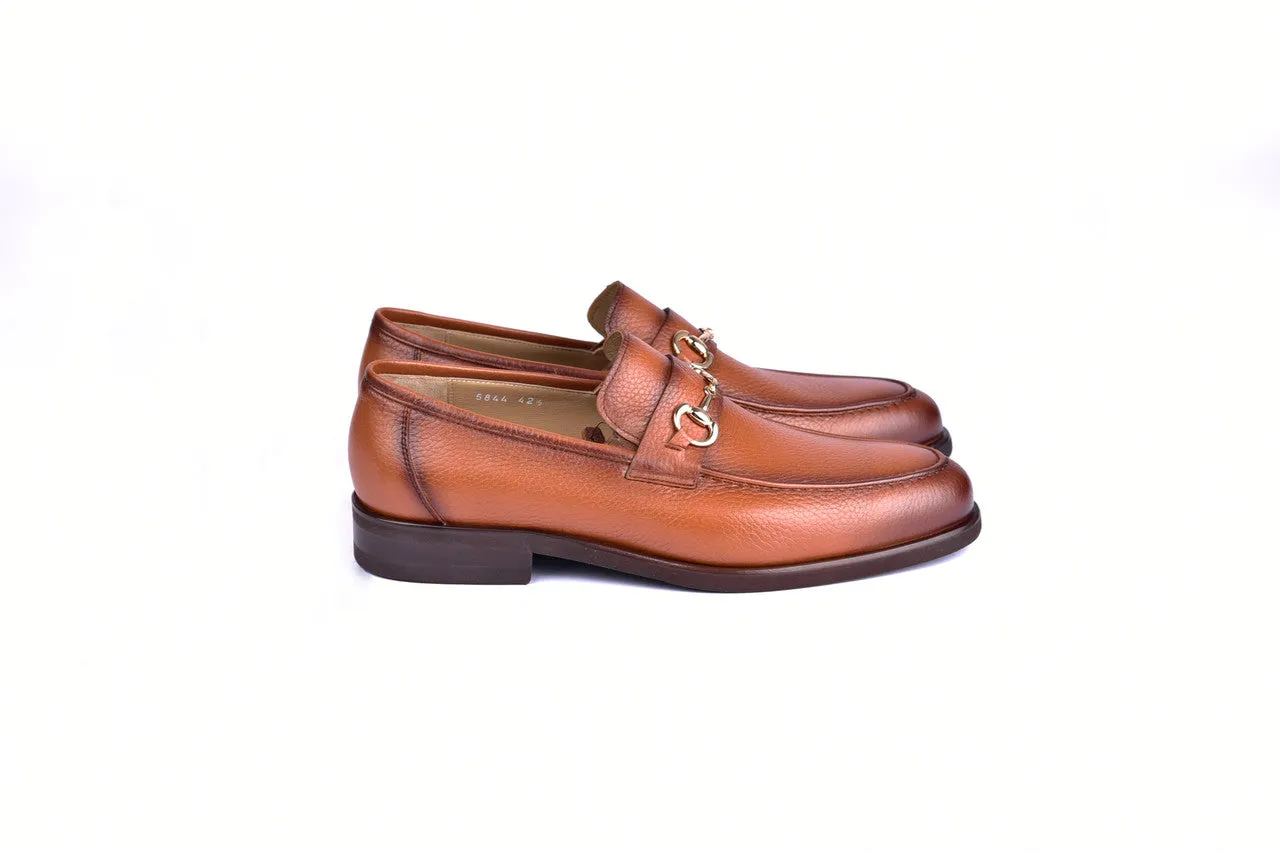 C001102-5844 Deer Skin Buckle Loafer- Tan
