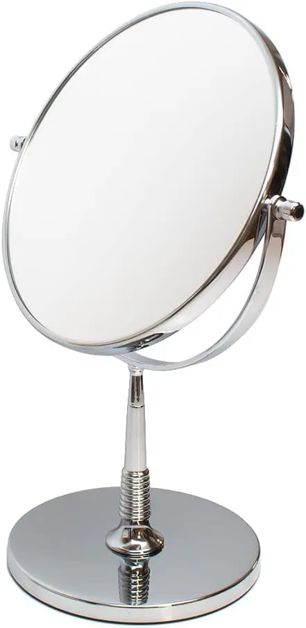Calabria 8031 Magnifying Mirror Chrome Silver 1X 5X Magnification Makeup Mirror Desk Tabletop Vanity Mirror Bathroom Sink