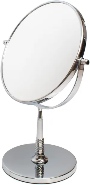 Calabria 8031 Magnifying Mirror Chrome Silver 1X 5X Magnification Makeup Mirror Desk Tabletop Vanity Mirror Bathroom Sink