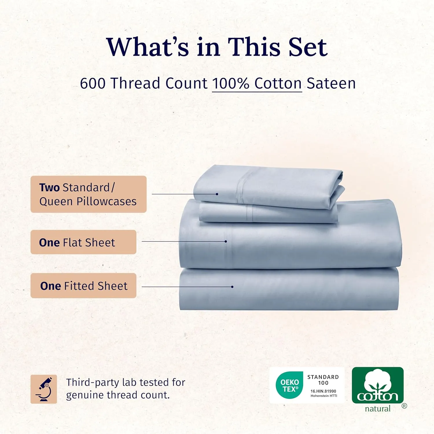 California Design Den Luxury Queen Size Sheet Set - 100% Cotton, 600 Thread Count Deep Pocket Queen Sheets, Hotel-Quality Bedding with Sateen Weave - Blue