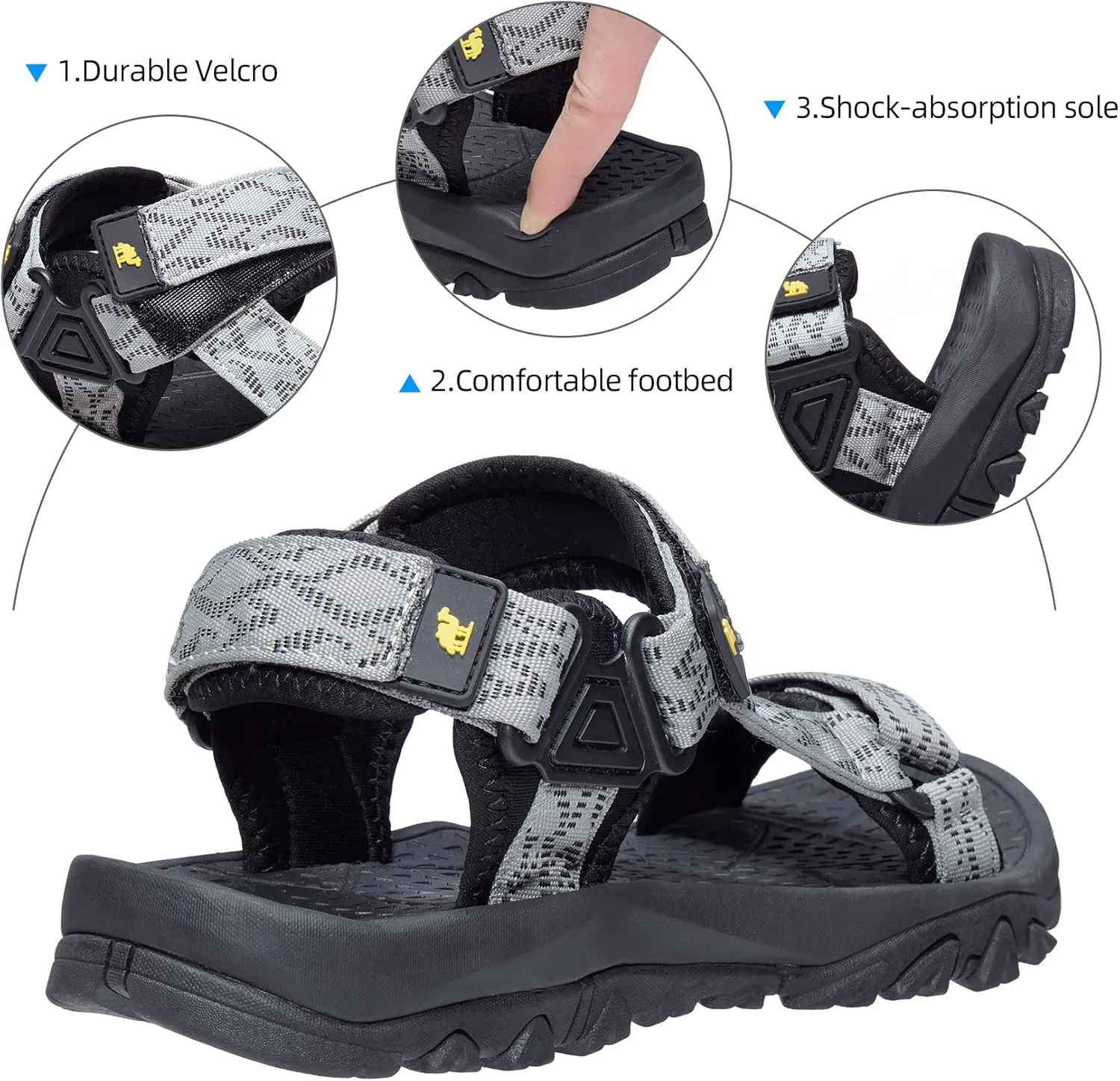 CAMELSPORTS Men’s Sandals Hiking Athletic Sandals Non-slip Water Sandals Comfortable Sport Sandals Open Toe Casual Beach Sandals