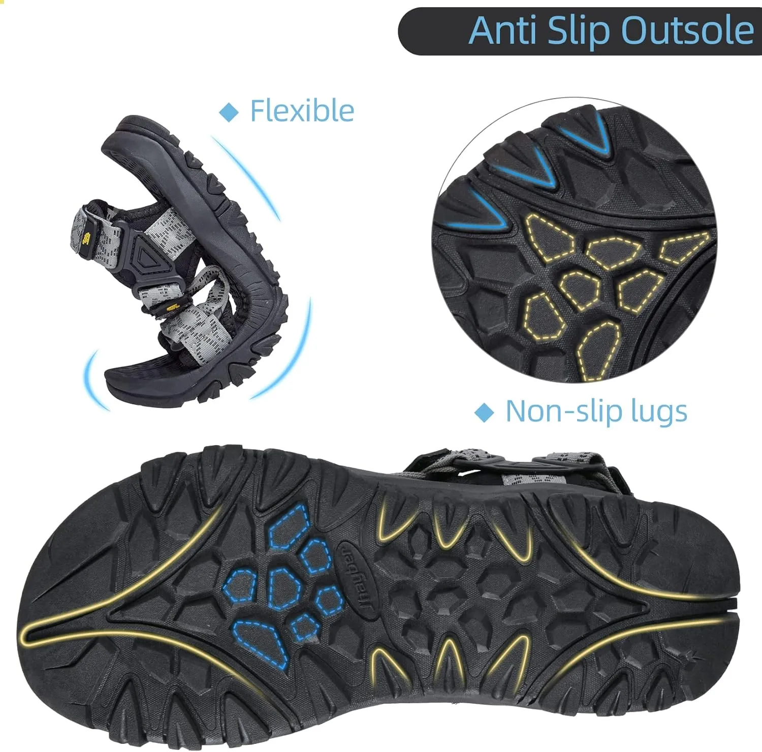 CAMELSPORTS Men’s Sandals Hiking Athletic Sandals Non-slip Water Sandals Comfortable Sport Sandals Open Toe Casual Beach Sandals