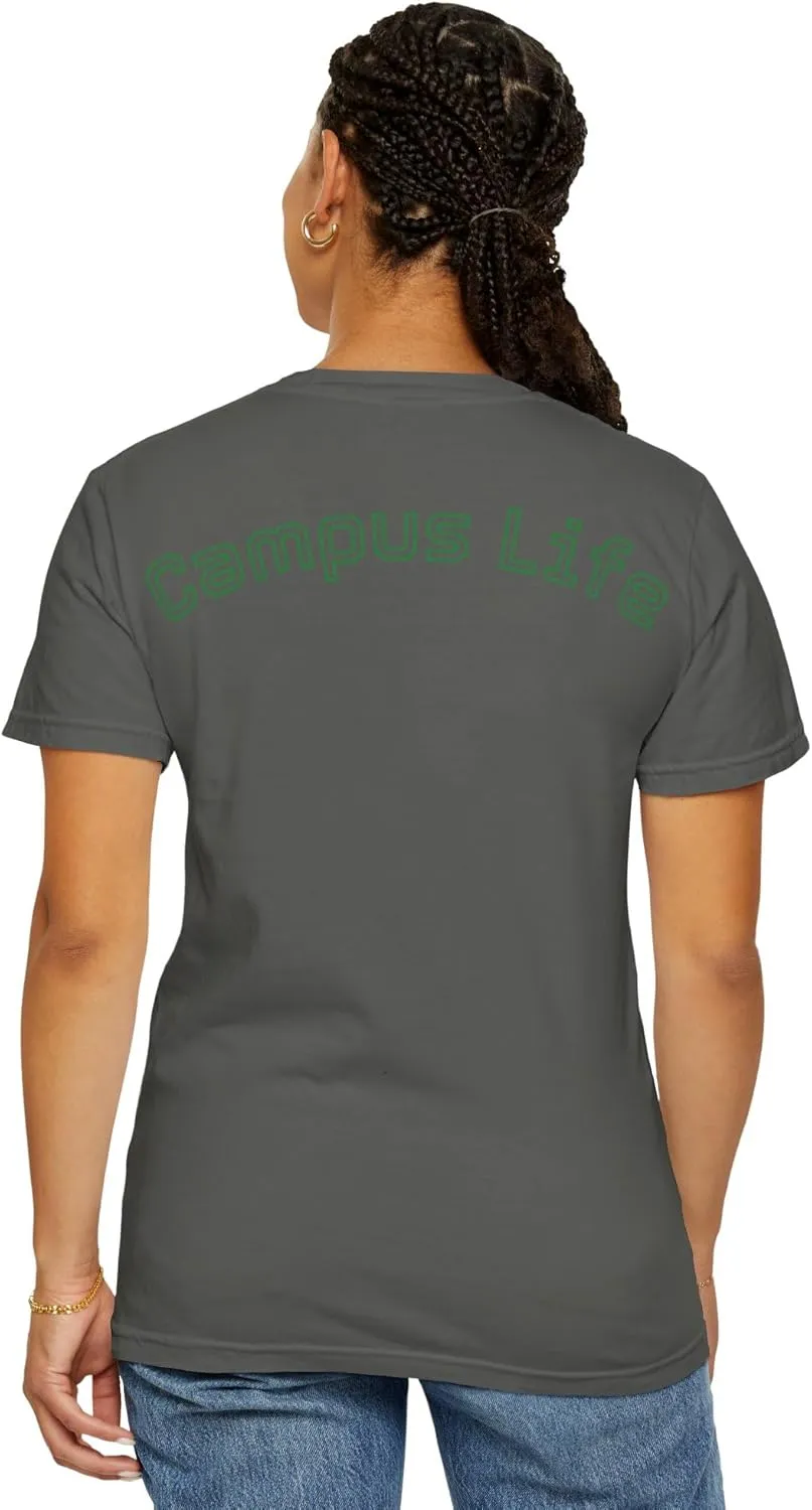 Campus Life Unisex Garment-Dyed T-Shirt, Casual Tee, College Apparel, Cool Graphic Shirt, Everyday Comfort Wear
