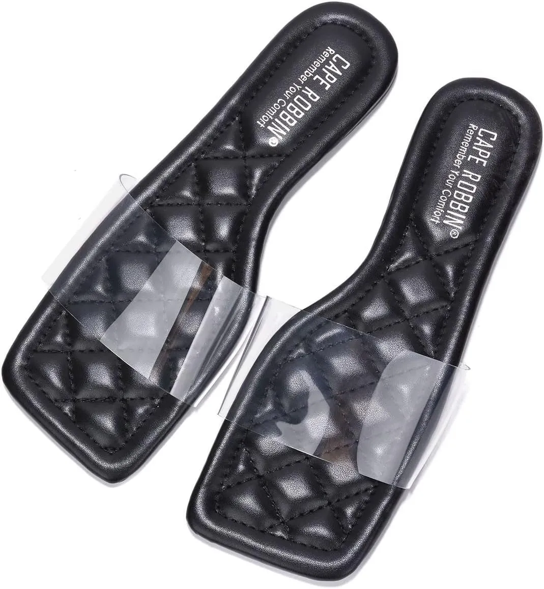 Cape Robbin Women's Transparent Slide Sandals - Slip-On Mule Shoes (Keko)