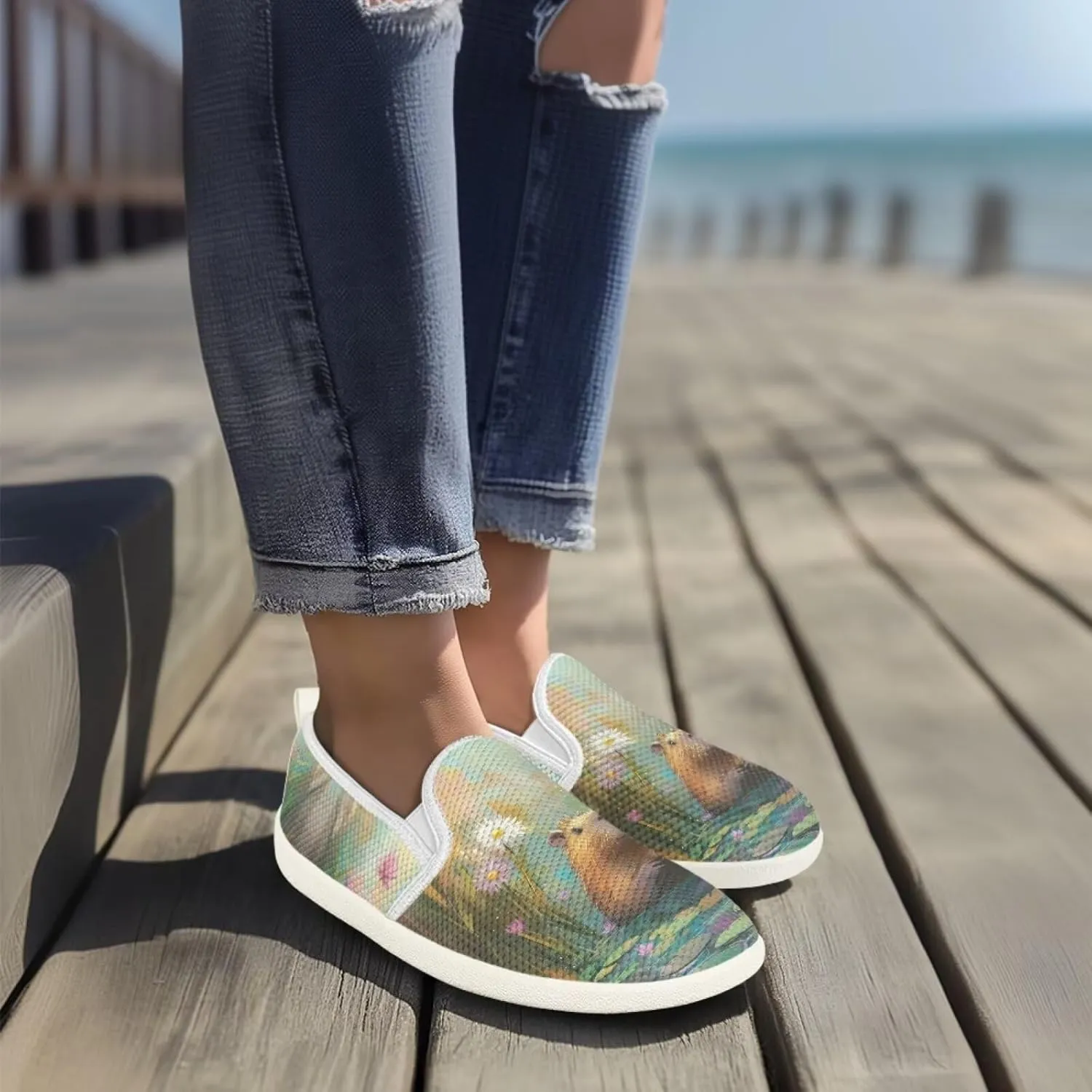 Capybara Outdoor Loafer Wedding Shoes Dress Flats Classic Leisure Walking Shoes for Women Ladies