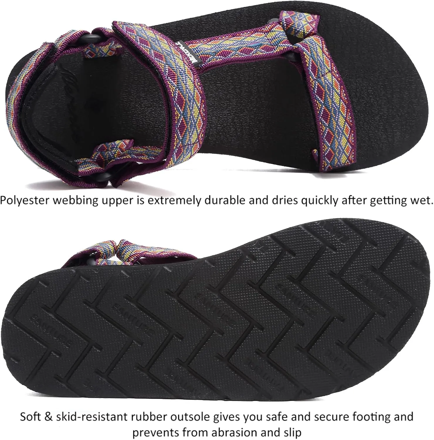 CIOR Women's Sport Sandals Hiking Sandals with Arch Support Yoga Mat Insole Outdoor Light Weight Water Shoes