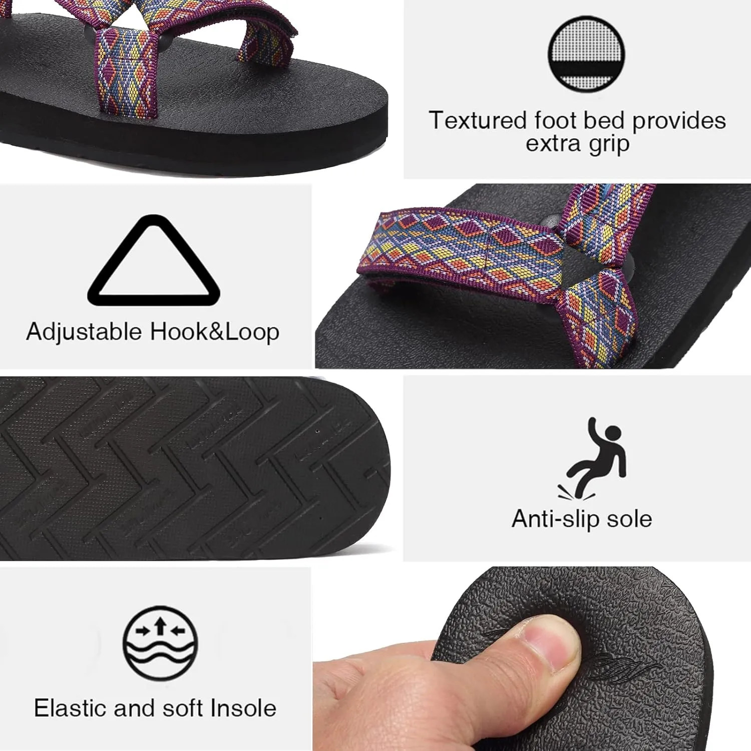 CIOR Women's Sport Sandals Hiking Sandals with Arch Support Yoga Mat Insole Outdoor Light Weight Water Shoes