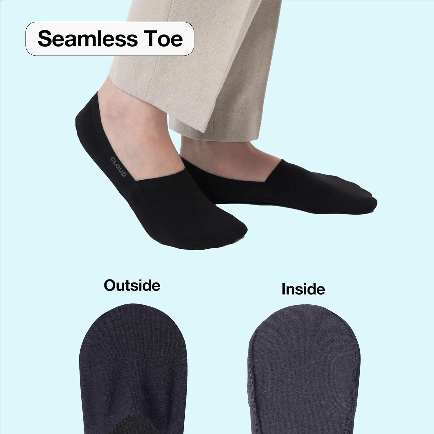 Cloud Organic Terry No Show Socks Non Slip Loafer Sneaker Flats Boat Shoe Invisible Low Cut Cotton Socks For Men and Women