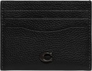 Coach Women's Flat Card Case in Pebble Leather with Sculpted C Hardware Branding Credit Holders
