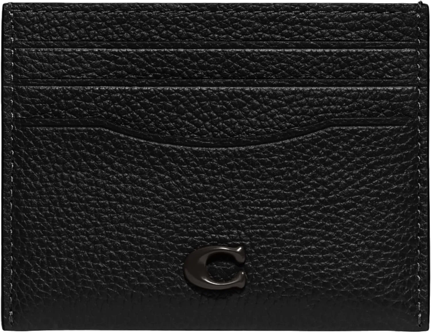 Coach Women's Flat Card Case in Pebble Leather with Sculpted C Hardware Branding Credit Holders
