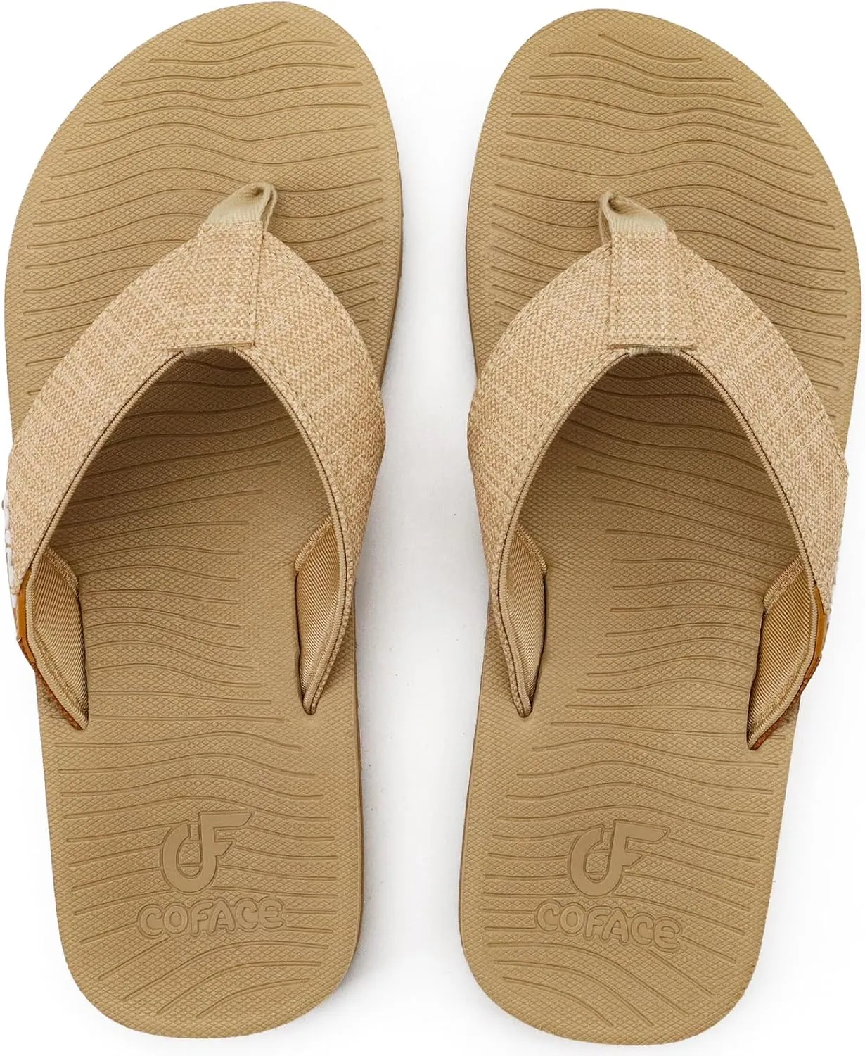 COFACE Flip Flops for Men with Arch Support Mens Sport Beach Thong-Sandals Outdoor 2025 Summer Leather Sandal for Man