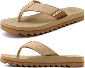 COFACE Flip Flops for Men with Arch Support Mens Sport Beach Thong-Sandals Outdoor 2025 Summer Leather Sandal for Man