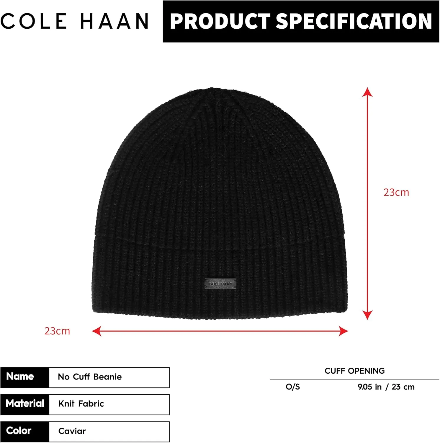Cole Haan Knit Beanie for Men, One Size, No Cuff Design with Premium Comfort and Durable Quality for Everyday Style