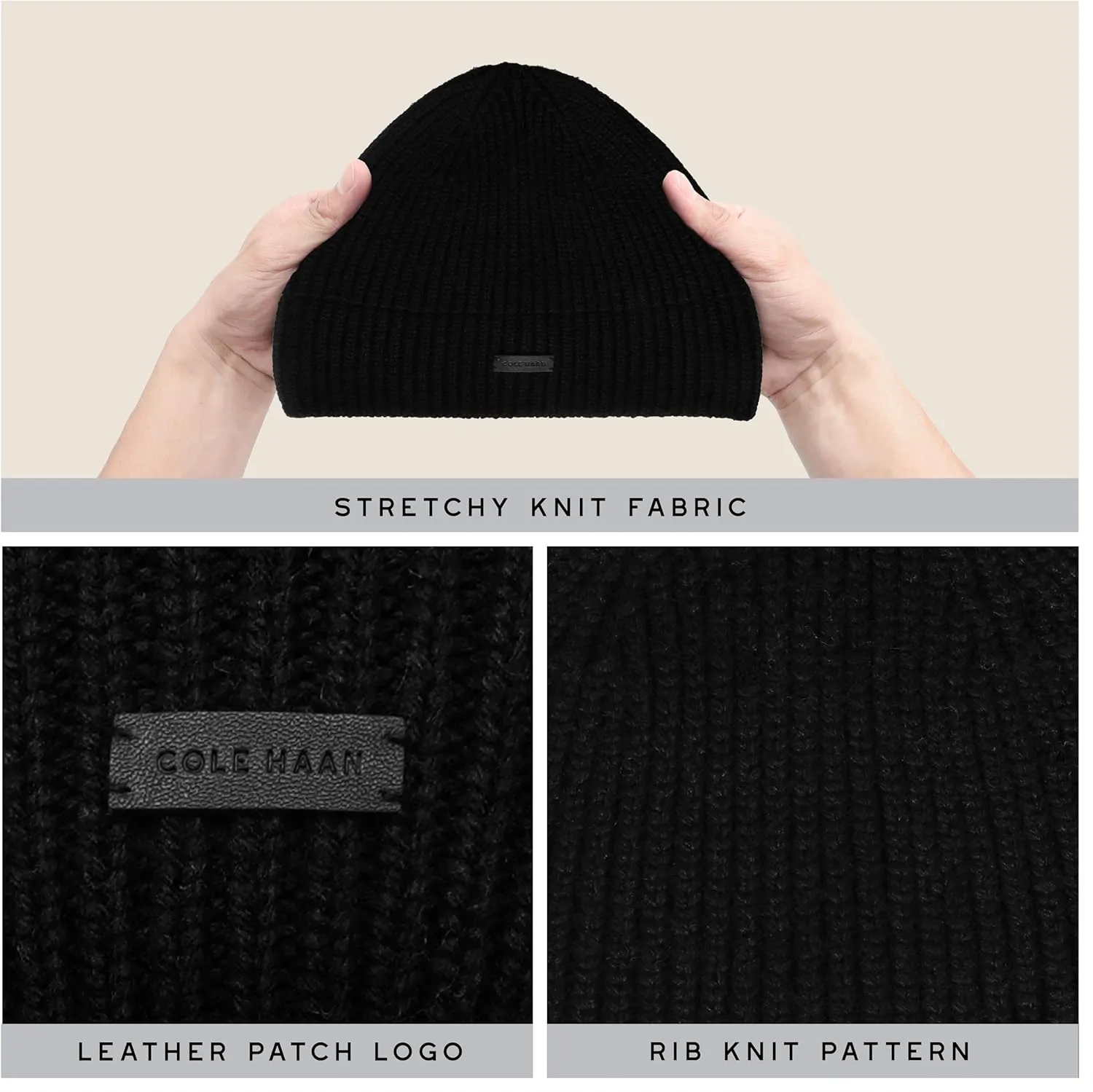 Cole Haan Knit Beanie for Men, One Size, No Cuff Design with Premium Comfort and Durable Quality for Everyday Style
