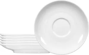 Commercial Dinnerware, Meran Porcelain Coffee/Tea Cup Saucer, White, 6.3-Inch, Set of 6