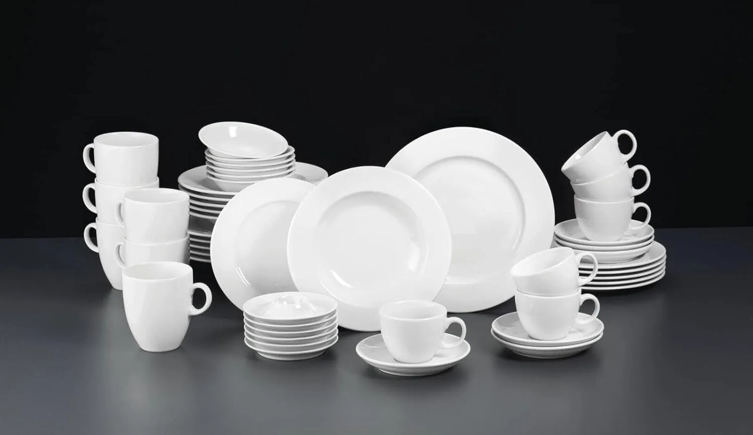 Commercial Dinnerware, Meran Porcelain Flat Plate with Rim, Salad Plate, White, 9-Inch, Set of 6