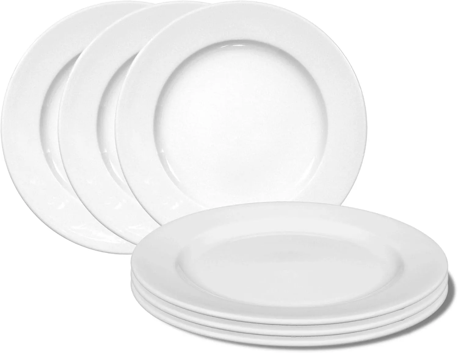 Commercial Dinnerware, Meran Porcelain Flat Plate with Rim, Salad Plate, White, 9-Inch, Set of 6