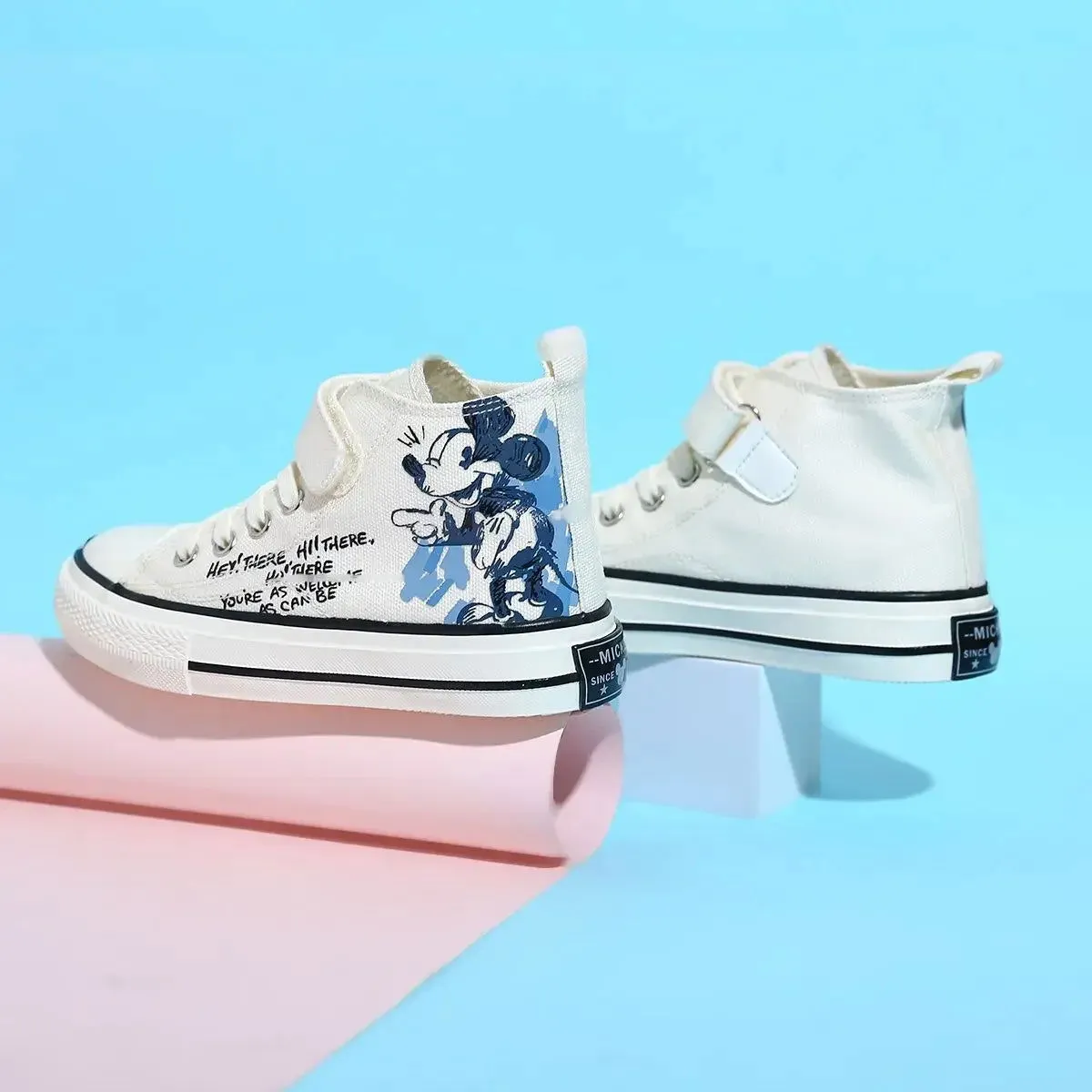 Cosplay Anime Mickey Mouse Canvas Shoes Cute Cartoon Children's Sneaker Shoes Students Ligh-top Adult White Casual Walking Shoes
