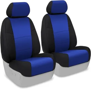 Coverking Custom Fit Front 50/50 Bucket Seat Cover for Select Toyota Tacoma Models - Neoprene (Blue with Black Sides)