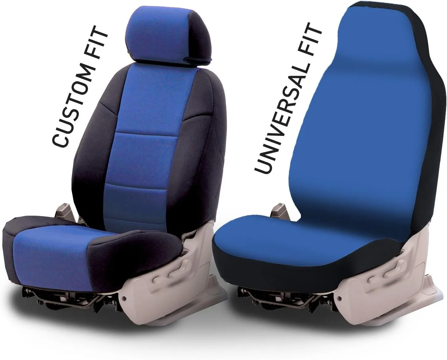 Coverking Custom Fit Front 50/50 Bucket Seat Cover for Select Toyota Tacoma Models - Neoprene (Blue with Black Sides)