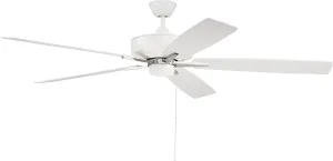 Craftmade S60WPLN5-60WWOK Super Pro 60" Ceiling Fan, White/Polished Nickel