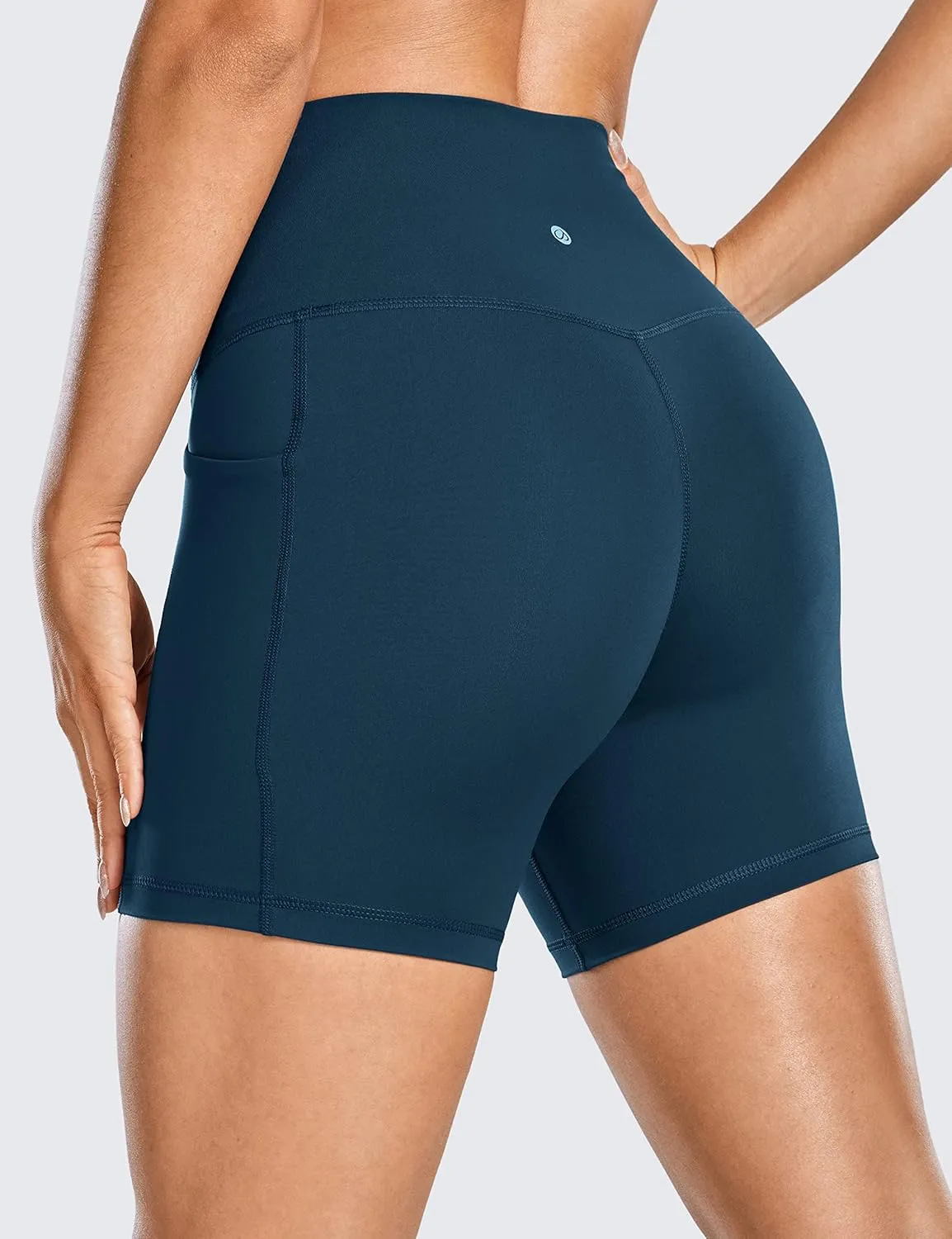 CRZ YOGA Women's Naked Feeling Biker Shorts with Pockets 5'' - High Waisted Yoga Gym Workout Spandex