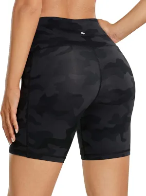 CRZ YOGA Women's Naked Feeling Biker Shorts with Pockets 6'' - High Waisted Yoga Gym Workout Spandex
