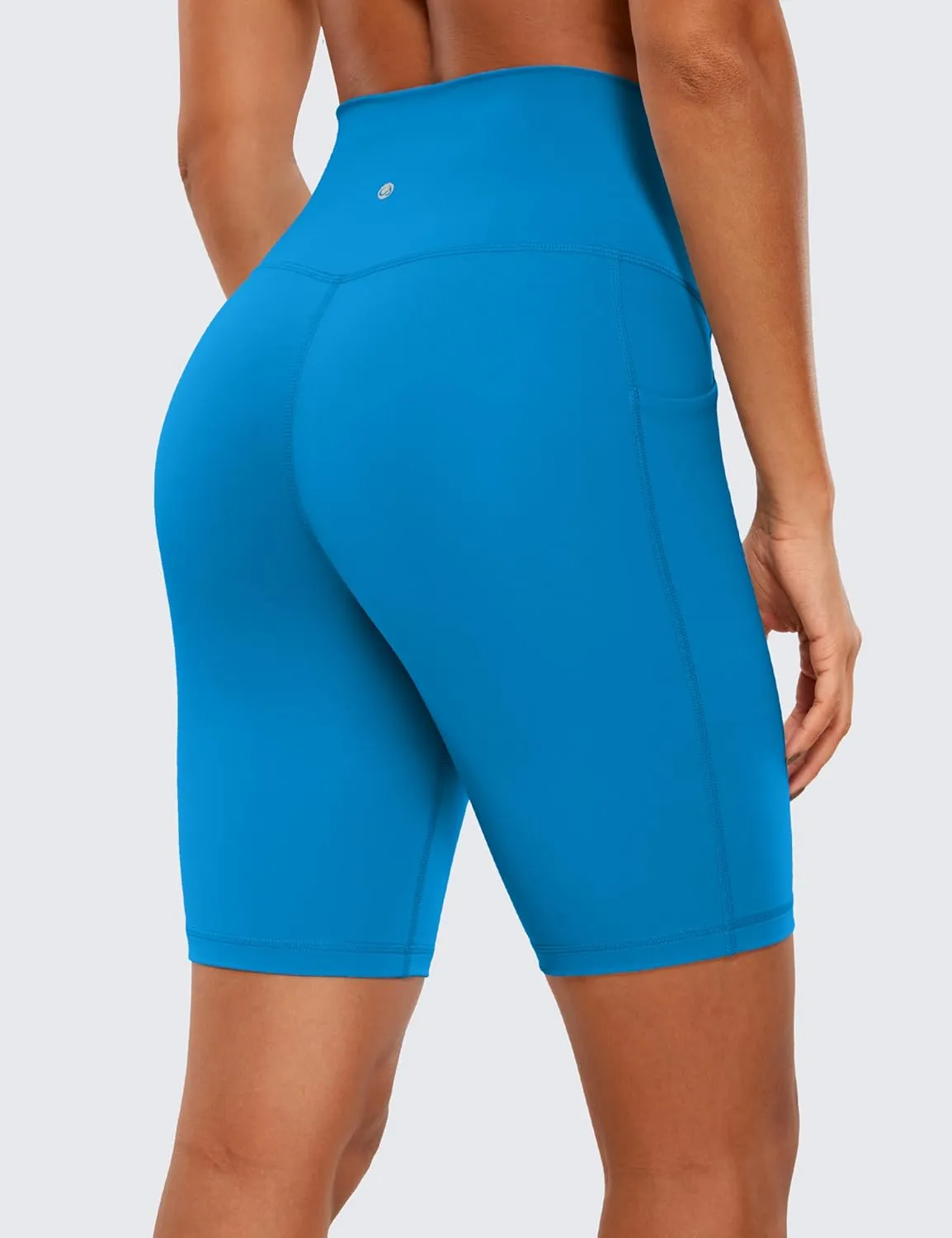 CRZ YOGA Women's Naked Feeling Biker Shorts with Pockets 8'' - High Waisted Yoga Gym Workout Spandex