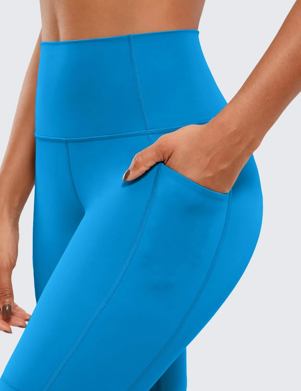 CRZ YOGA Women's Naked Feeling Biker Shorts with Pockets 8'' - High Waisted Yoga Gym Workout Spandex