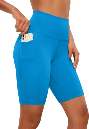 CRZ YOGA Women's Naked Feeling Biker Shorts with Pockets 8'' - High Waisted Yoga Gym Workout Spandex