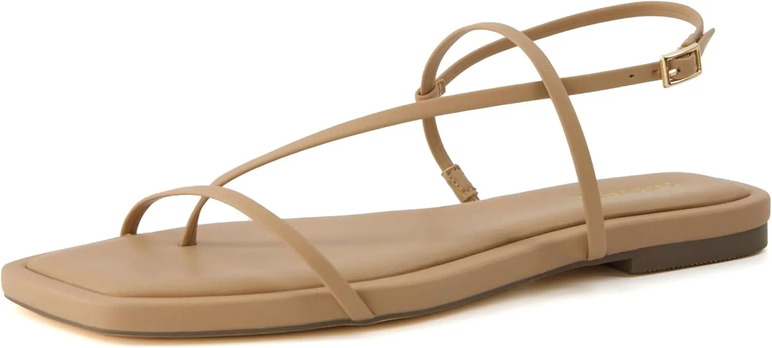 CUSHIONAIRE Women's Glory strappy flat sandal  Memory Foam and Wide Widths Available